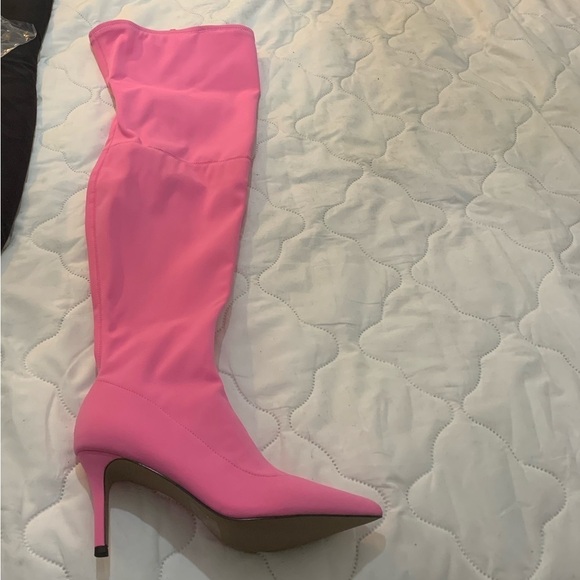 Eloquii NWOT Pink Neoprene Over the Knee Boot - Picture 7 of 13